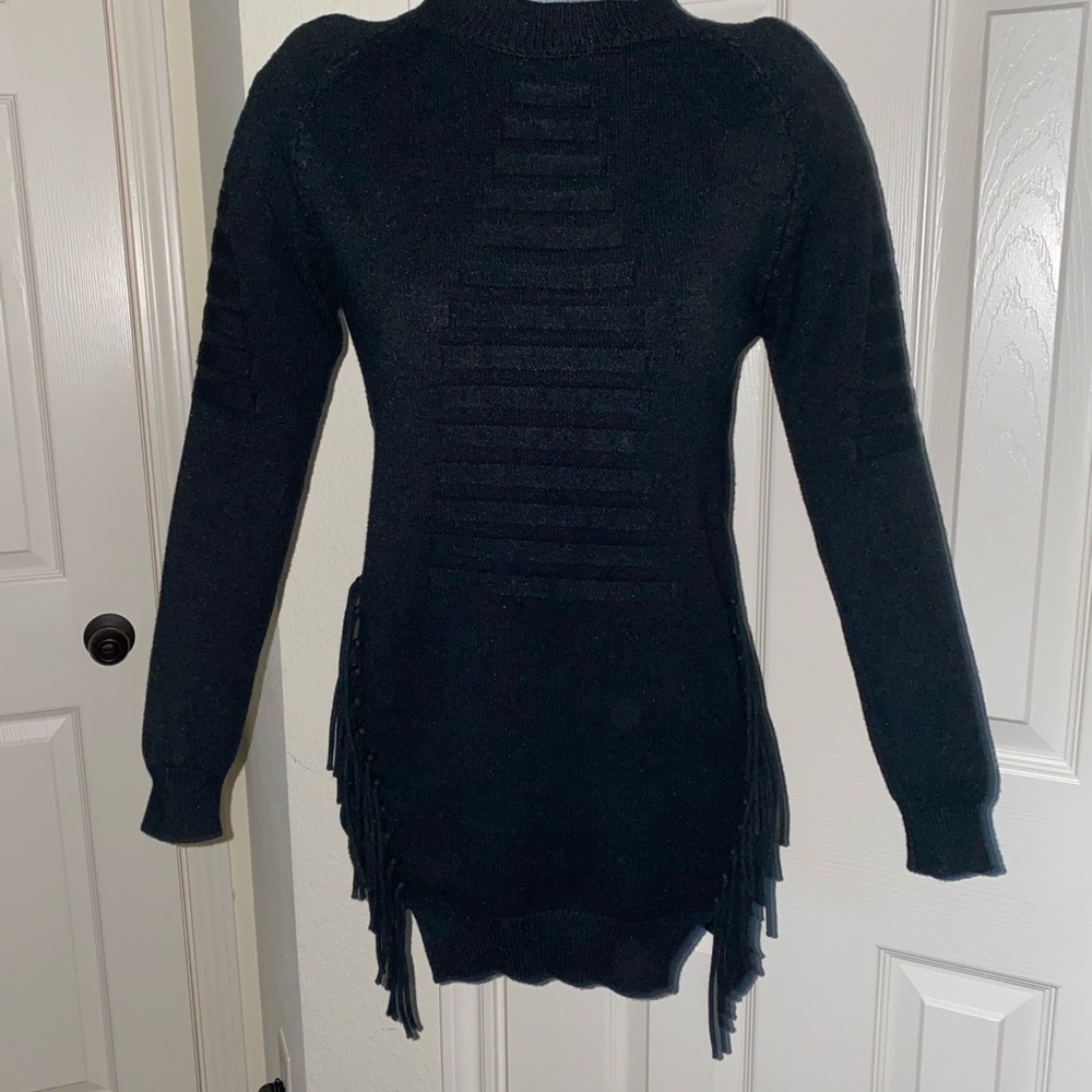 Elegant Black Fringe Sweater